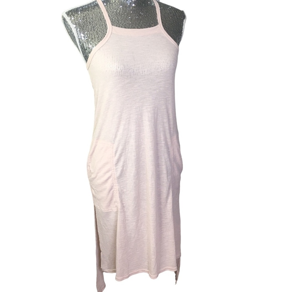 New Free people pink dress ribbed pullover size XS pockets